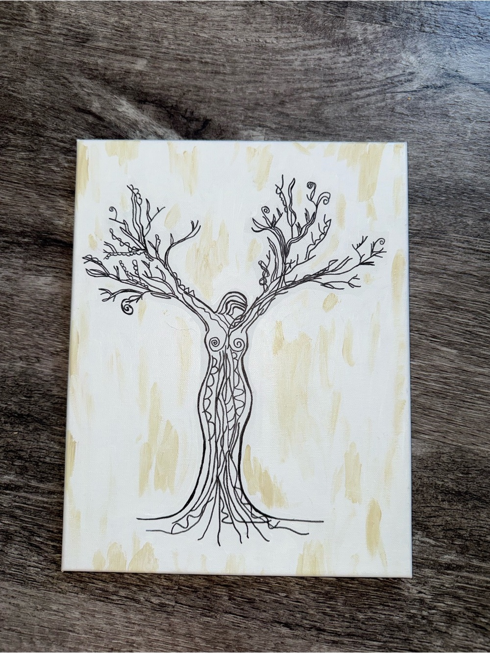 Hand-Drawn Tree Woman Canvas Art